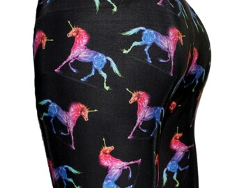 Black Unicorn Leggings, Printed Leggings, Printed Leggings, Yoga Pants, Running Pants, Animal Print Leggings