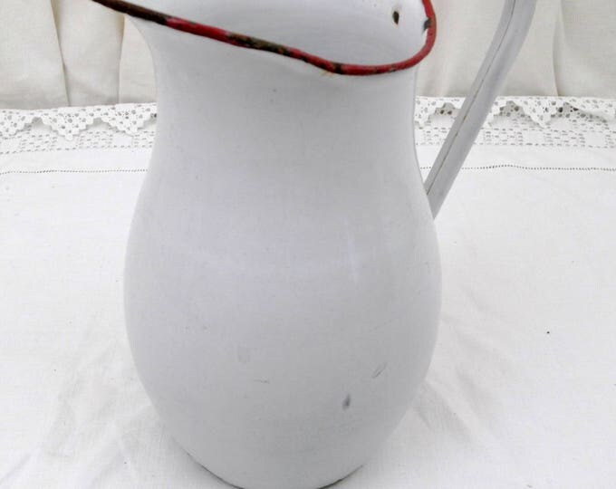 Antique Chippy Enamelware Pot Bellied Pitcher from France, Enamel Jug / Vase, French Rustic Shabby Chateau Cottage Chic, Country Decor Antique Chippy Enamelware Pot Bellied Pitcher from France, Enamel Jug / Vase, French Rustic Shabby Chateau Cottage Chic, Country Decor