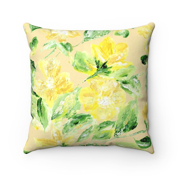 Yellow Floral Pillow yellow throw pillow floral throw