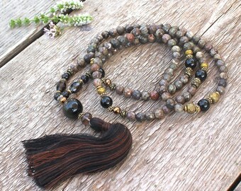 Beautiful faceted jasper gemstone mala necklace