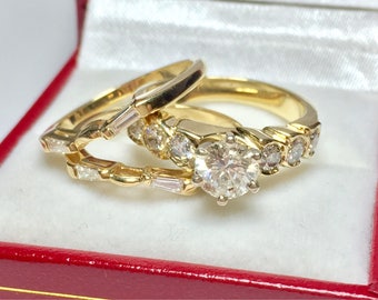 antique engagement set 14kt yellow gold diamond ring wedding ring bridal set - Vintage Wedding Rings For Sale antique engagement set 14kt yellow gold diamond ring wedding ring bridal set - Vintage Wedding Rings For Sale
