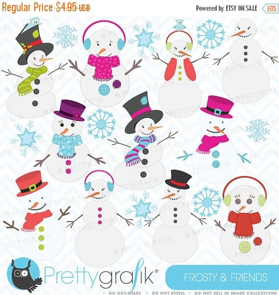 80% OFF SALE 80 Percent 0FF Sale snowman clipart, commercial use, vector graphics, digital clip art, digital images - Cl400 Il_570xn