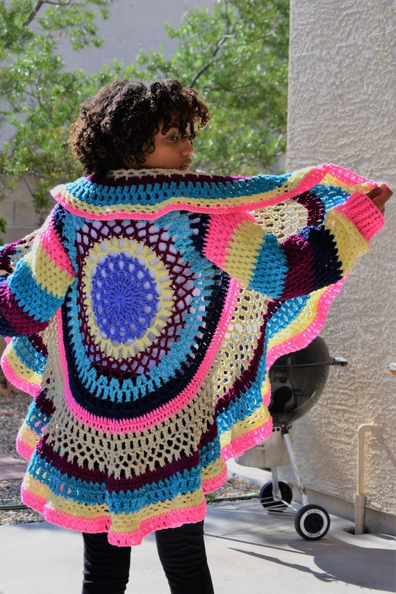 Crochet Mandala Sweater/Circular Cardigan/ Crochet Sweater