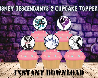 Disney Descendants 2 Crests Cupcake Toppers with Uma - Printable