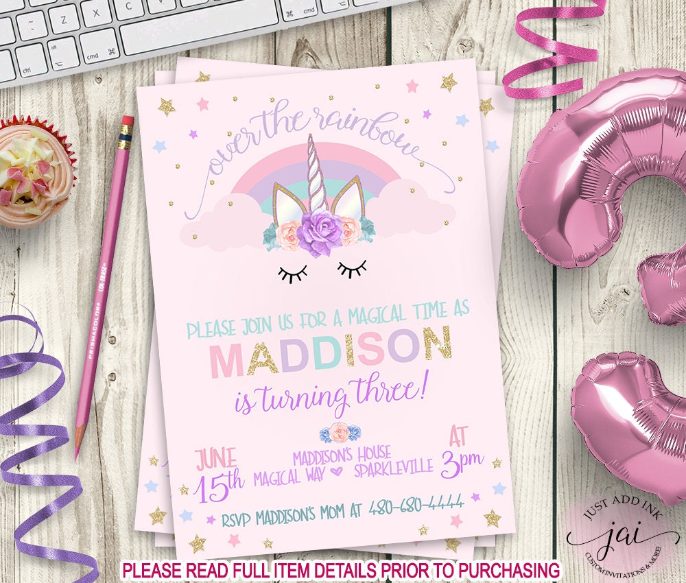 PRINTABLE Unicorn Invitation Unicorn Party Invitation