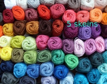 5, Catania cotton yarn, 5 skeins, 250 gr total, quality Cotton yarn, each 50g, pick your colors, now 85 colors, lalylala, granny squares