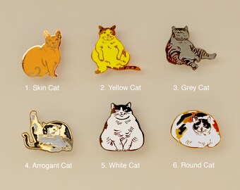 Cats enamel pins-cat gifts-enamel pin-brooch-calicocat-fat cat-cat pin-silly pin-i like cat-horse fiddle press-gold pin-cats-cat lapel pin