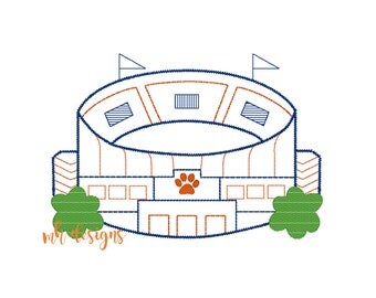 Jordan-Hare stadium embroidery design in 4 sizes, Vintage stitch football stadium, Auburn embroidery file, Bean stitch Jordan Hare stadium