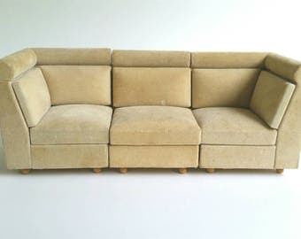 Vintage Modern Dollhouse Sectional Sofa, Doll House Furniture, Mid Century Modern Style Miniature Couch