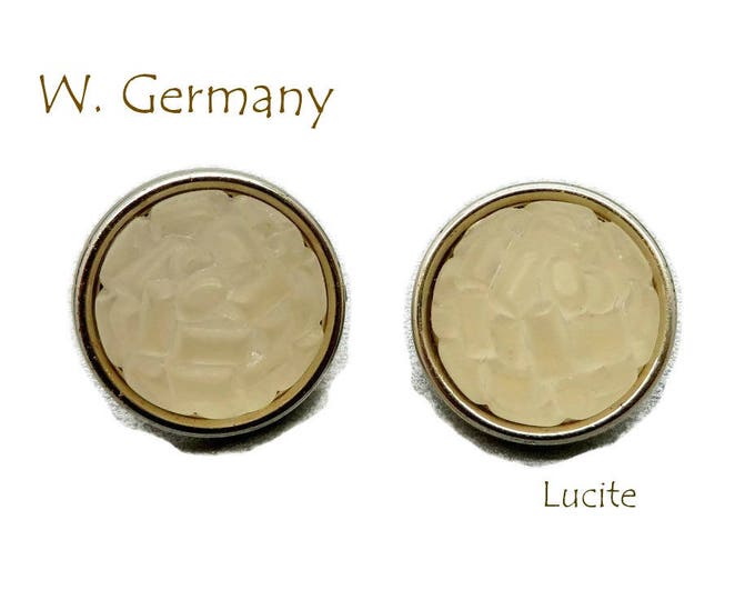 Lucite Button Earrings - Vintage West Germany Gumdrop Earrings, Frosted Clip-ons, Gift for Her, Gift Box