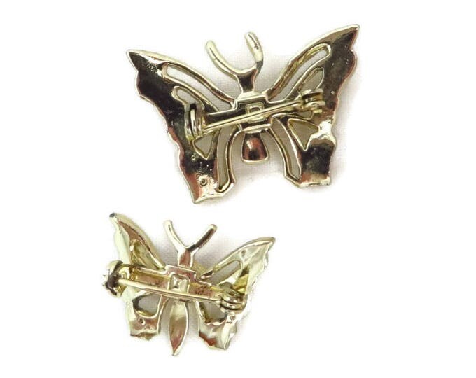 Butterfly Scatter Pins, Vintage AB Rhinestone Gold Tone Butterfly Brooches