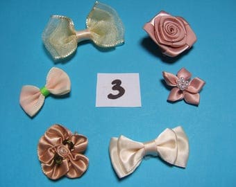 No. 3 satin and organza flower decoration 20 to 30mm x 6 mm diameter