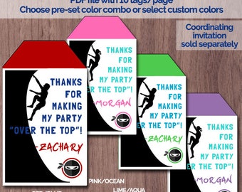 Ninja Warrior Birthday Party Favor Tags Thank You Obstacle Course Ninja Warrior Invitation Ninja Party Bag Topper Decorations Warped Wall