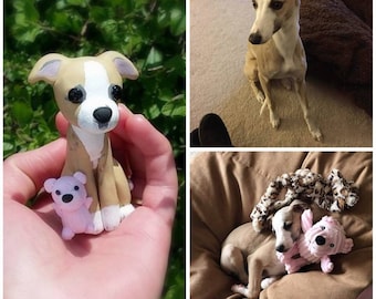 Your Dog - Custom Pet Dog Portrait Clay Sculpture Ornament - Puppy Whippet Lover Gift - Made to Order