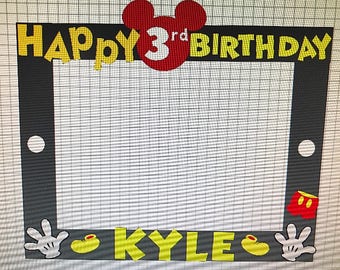 Mickey Mouse birthday party frame decor. Mickey Mouse photo frame decor. Mouse Mickey Mouse ears, hands, shoes ,buttons, and additional pant