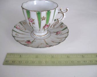Beautiful Petite Antique Vintage Pink Roses Cup and Saucer Set