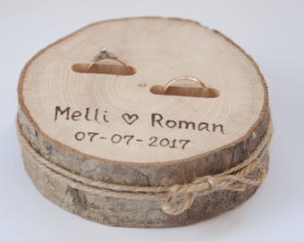 Rustic Ring Bearer Pillow Wedding Wood Slice Box Birch Decoration Rustic Ring Bearer Pillow Wedding Wood Slice Box Birch Decoration