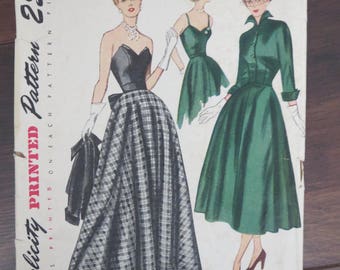 Vintage 1949 Simplicity 3047 Junior Misses Evening Dress size 12 sewing pattern