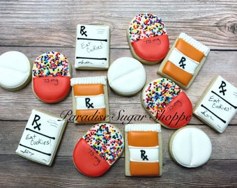 Pharmacy Pharmaceutical Decorated MINI Cookies - 3 Dozen MINIS