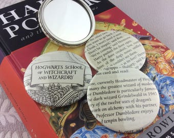 Harry Potter Handbag Mirror, Pocket mirror, Book page vanity mirror, COME ON!