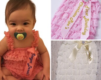 lace romper - newborn romper - petti romper - baby lace romper - lace baby romper - ruffle romper - newborn lace romper, personalized