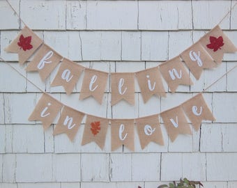 Falling In Love Banner, Fall Bridal Shower Decor, Fall Bridal Shower Banner, Falling In Love Shower, Fall Engagement Party, Fall In Love