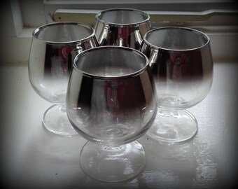 Vintage 50's Silver Ombre Dorothy Thorpe style Cordial or Sherry glasses