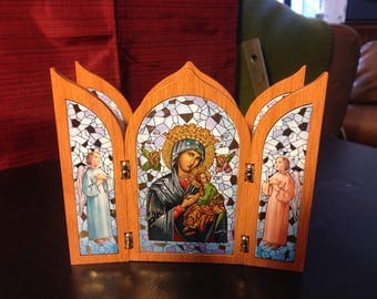 Our Lady of Perpetual Help, 4" x 5" wood tripich