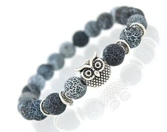 Lava Stone Bracelet • Mens Bracelet • Womens Gemstone Bracelet • Black Beaded Bracelet • Stretch Bracelet • Jewelry • Gifts Under • STR
