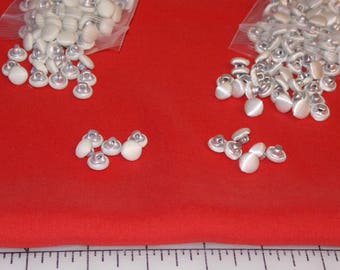 White Satin Bridal Buttons -size 16L - 6 count
