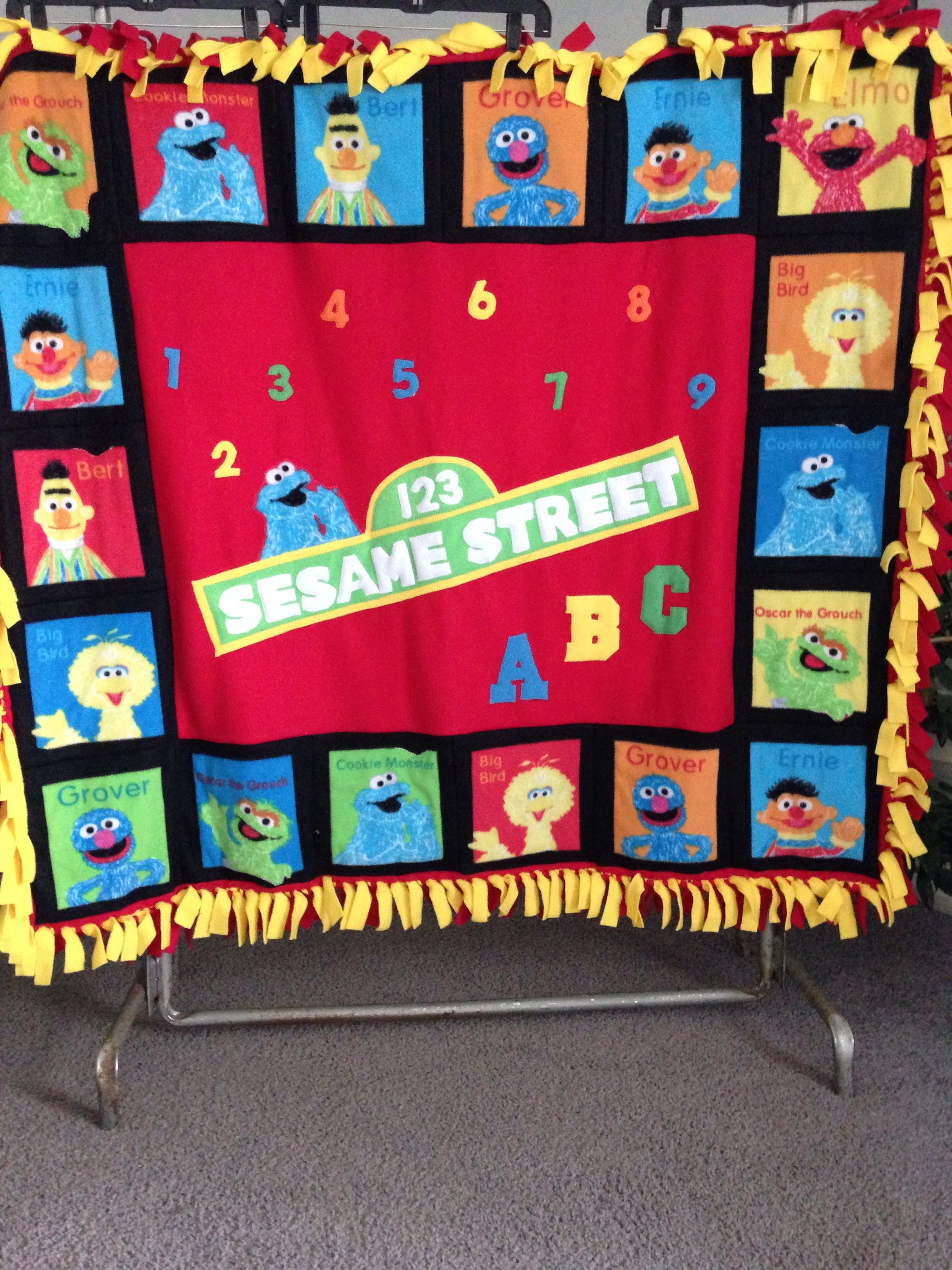 sesame street characters fleece throw blanket