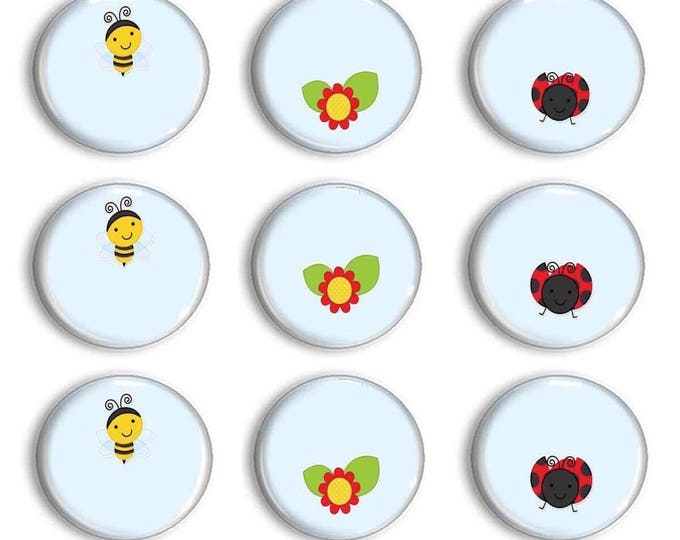 Sale Lady Bug and Bumble Bee Magnets - Party Favors - Fridge Magnets - Unique Gifts - Cubicle Decor - Bulletin Board Magnets - Kitchen Decor