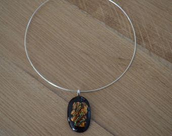 Bronze iridescent Dichroic Glass pendant