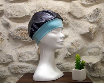 Oilcloth Croc black and blue shower caps