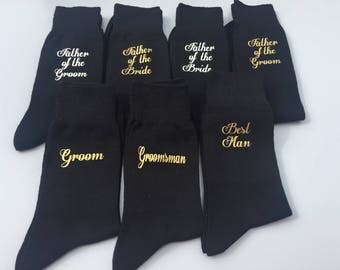 groom socks, usher socks, best man socks, black socks, groomsmen socks, wedding socks, groom gift, perosnalised socks, best man socks,