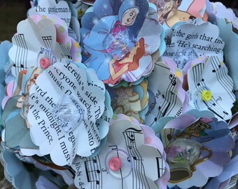 Cinderella / Bibbidi-Bobbidi-Boo... combined Little Golden Book/Music Sheet paper flower bouquet