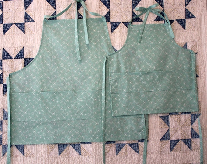 Child's Apron Pale Blue with White Stars Kids Apron with Roomy Pocket. Fits Ages 3-8 Chef in Training Kid's Valentine gift Super Star Apron