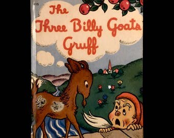 Vintage Three Billy Goats Gruff, Classic Folk Tale, Norwegian Folk Tale, Illustrated by Tony Brice, HTF Book, Rand McNally, Published 1940