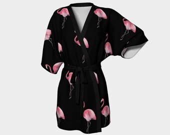 FLAMINGOS Kimono Robe Clothing Lounging Coverup Beach Bridesmaid Wedding Gift Women S-M-L-XL Housecoat