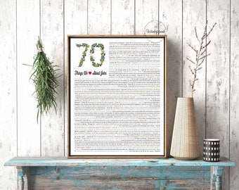 70 Things We Love About You / Gardener Gift / Gift for Gardener / 70th birthday gift for Dad / For Men / For Him / DIGITAL Download /