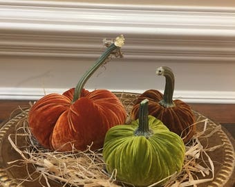 Silk Velvet Pumpkins -Fall Delight Silk Velvet Pumpkins