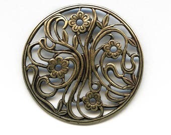 Oxidized yellow brass filigree from Germany, 30mm 1 pc. B9-2104