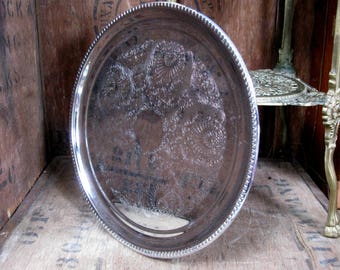 Round Silver Tray, Silver Plated Tray, Tea Tray, Afternoon Tea, Serving Tray, Downton Abbey, Breakfast Tray, Small Tray, Silver Platter