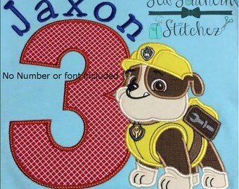 Yellow Paw Patrol Dog Applique Design - Instant Download