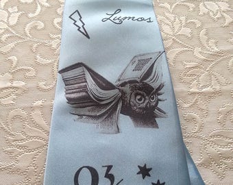 Harry Potter tie - Funny Clothing- Party Clothes -Light Blue 4 inches widest point.Handmade.Wedding Tie