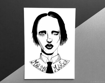Marilyn Manson, tumblr grunge aesthetic, antichrist, halloween gift, horror art fan, home decor, gothic art print, dark art, Brian Warner