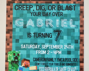 Minecraft Invitations - Creep on Over Invite - Creep, Dig, or Blast