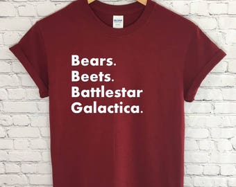 Bears beets battlestar galactica shirt - unisex t-shirt - dwight schrute shirt - the office shirt
