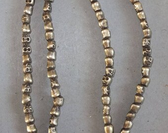 Tibetan Mala with Metal Skull Shape Prayer Beads, Rosary Tibet, Buddhist Religious Art, FREE SHIPPING