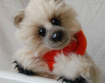 Teddy bear, Archibald,11.4",29 cm, OOAK, Collectible, stuffed animals, artist teddy bears, handmade, white bear, vintage, plush toy, little